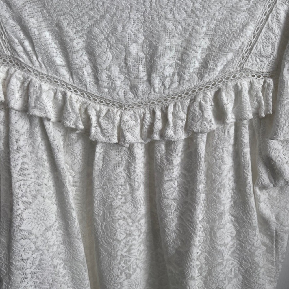 LOFT Lace Ruffle Flutter‎ Sleeve Top Ivory Women's XXL - Picture 4 of 11